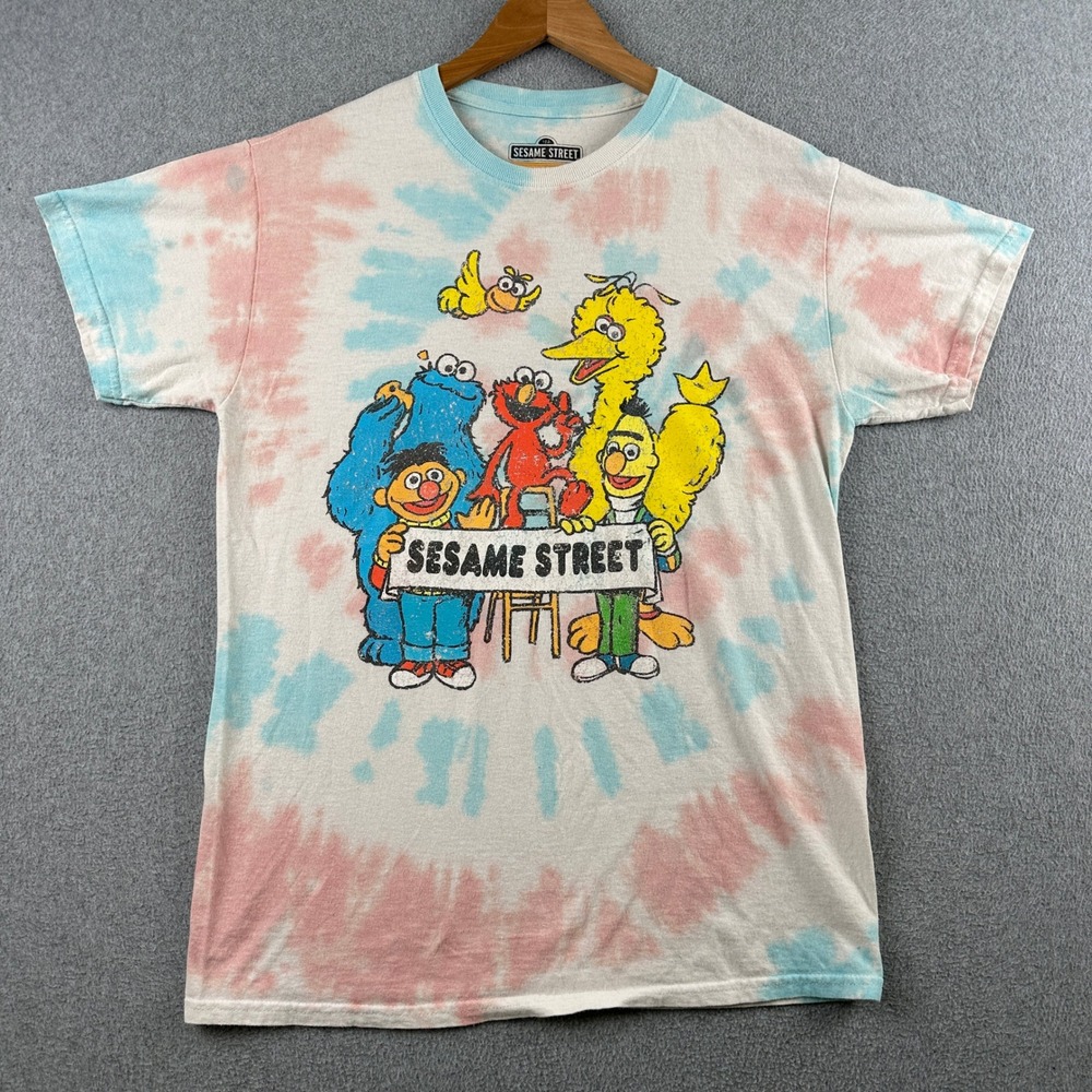 Sesame‎ Street T-Shirt Unisex S/M Multicolor Tie Dye Graphic Crew Neck